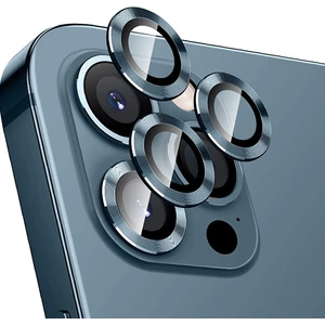 Apple iPhone 12 Pro 3D Metal Çerçeveli Kamera Lens Koruyucu Mavi