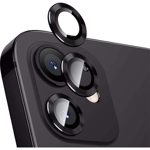 Apple iPhone 12 3D Metal Çerçeveli Kamera Lens Koruyucu Siyah
