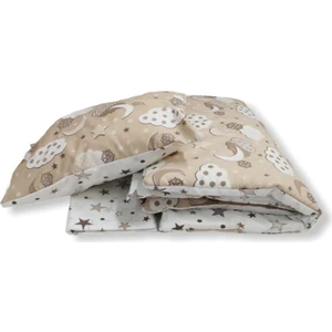 Bebek Özel Pamuk Bebek/Çocuk Yastık Çarşaf Yorgan Seti Kahverengi Bulutlu/kahverengi Yıldızlı