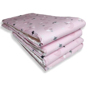 Bebek Beşik Kenar Koruma 80X130 Pembe Hilal/pembe Yıldızlı