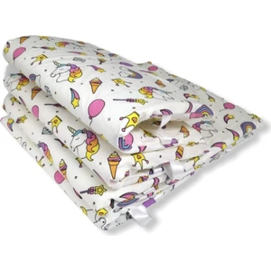 Bebek Çocuk Beşik Kenar Koruma 90X130 Beşik Için (4 Parça) Bariyer Bumper Unicorn Desen