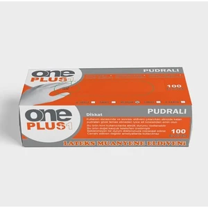 One Plus Beyaz Latex Eldiven Pudralı L Beden