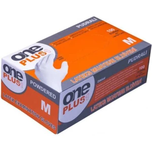 One Plus Beyaz Latex Eldiven Pudralı M Beden