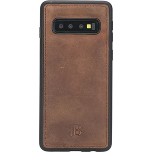 Samsung Galaxy S10 Antik Kahverengi Deri Arka Telefon Kılıfı