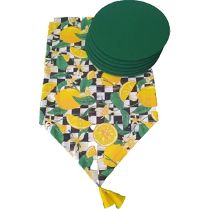 Limon Desenli Runner+6 Adet Amerikan Servis Supla Seti