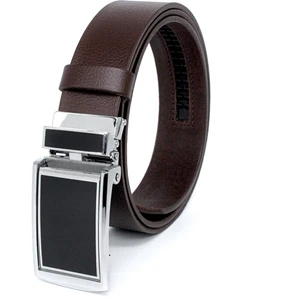 Otomatik Tokalı Deliksiz Manda Derisi Klasik Erkek Kemeri 3,5cm Kahverengi