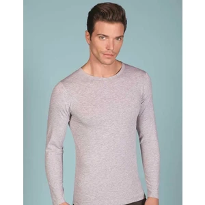 1025 Erkek Likralı Uzun Kol Bisiklet Yaka T-Shirt Elastane