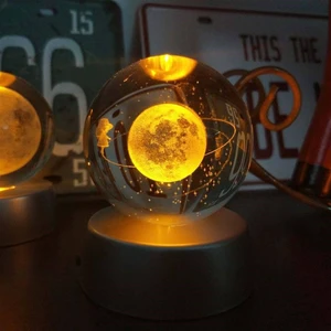 Satürn Işıklı Cam Küre 5 Farklı Renk