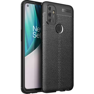 Case Street Oneplus Nord N100 Kılıf Niss Silikon Deri Görünümlü Siyah