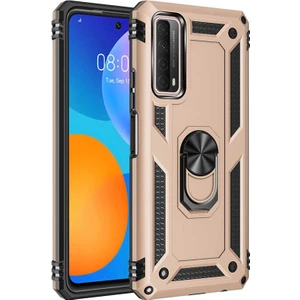 Case Street Huawei P Smart 2021 Kılıf Vega Tank Koruma Standlı Yüzüklü Mıknatıslı Gold
