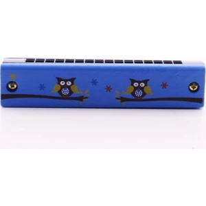 Star Global Ahşap Mızıka 16 Delikli Çift Sıralı Renkli Desenli Çocuk Mızıka