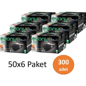 Evony Siyah Elastik Kulaklı Maske Siyah 300 Adet