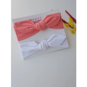 Swan Butik Kız Çocuk Bebek Bandana Toka Seti 2'li Şeftali Beyaz