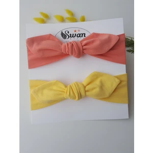 Swan Butik Kız Çocuk Bebek Bandana Toka Seti 2'li Şeftali, Sarı