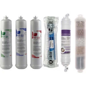 Kapalı Kasa Su Arıtma Cihazlarına Uyumlu Üstten Çift Çubuklu Inlıne 6'lı Filtre Seti, 10 Aşamalı Lg Membranlı