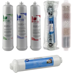 Kapalı Kasa Su Arıtma Cihazlarına Uyumlu Üstten Çift Çubuklu Inlıne 6'lı Filtre Seti, 10 Aşamalı Lg Membranlı