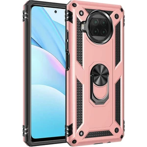 - Xiaomi Redmi Note 9 Pro 5G - Kılıf Yüzüklü Zırh Tank Vega Kapak - Rose Gold - T16586