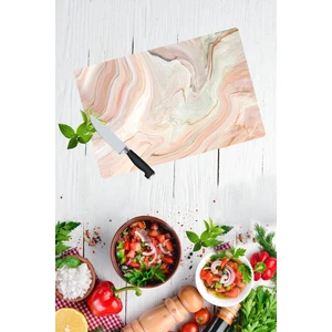 Dekoratif Cam Kesme Tahtası 30 x 40 cm Topraklı Mermer Görünümlü
