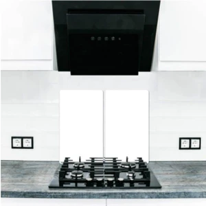 Cam Ocak Koruyucu ve Kesim Tablası Düz Beyaz 80 x 52 cm 2 Parça 5'li Ocaklar