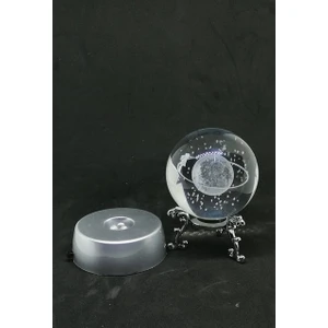 Standlı ve Işıklı Kristal Satürn Kızlı Cam Küre