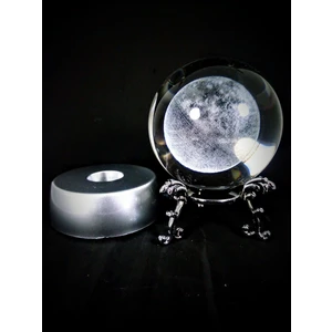 Standlı ve Işıklı Dolunay Cam Küre