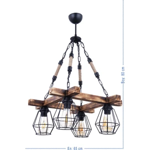 Polat Aydınlatma Tetra Wooden 4 Lü Lüx Halatlı Avize