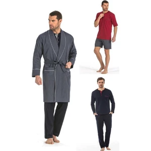 Pierre Cardin 5560 Erkek Çeyizlik Beşli Rop Pijama Takım - Lacivert
