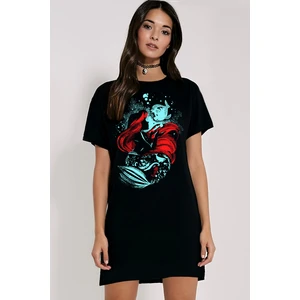 Siyah Deniz Kızı Kısa Kollu Penye T-Shirt Elbise