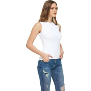 Tutku Elit Beyaz 3 Lü  Paket Elestan Pamuklu Likralı Sıfır Kol Body Atlet  2201