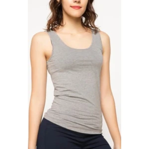 Kadın Gri Ribana Pamuklu Kalın Askılı Atlet 3 Lü  Paket