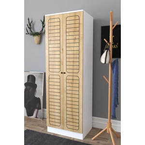 Fuga 2 Kapaklı Elbise Dolabı - Beyaz Gövde Meşe Kapak