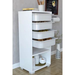 Mutfak Dolabı 4 Sepetli Çok Amaçlı Dolap - Beyaz