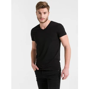 Erkek V Yaka Basıc Slim Fit Siyah T-shırt