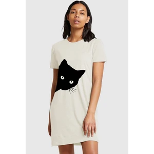 Kar Melanj Meraklı Kısa Kollu Penye T-Shirt Elbise