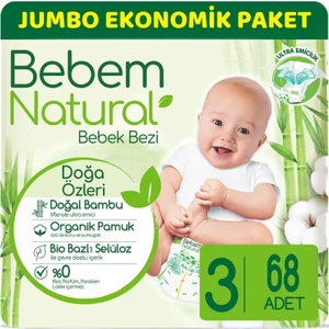 Bebem Bebek Bezi Natural Jumbo Ekonomik Pk Beden:3 (4-9kg) Midi 68 Li
