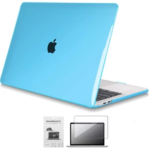 Apple 13" Macbook Air A1932 A2179 A2337 M1 Kristal Mavi Kılıf Koruyucu + Ekran Filmi