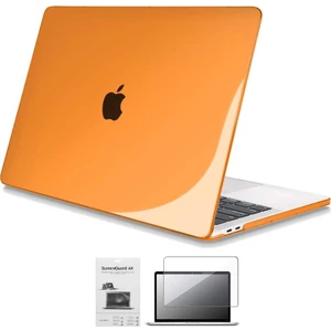 Apple 13" Macbook Pro A1706 A1708 A1989 A2159 A2338 M1 Kristal Turuncu Kılıf Koruyucu + Ekran Filmi