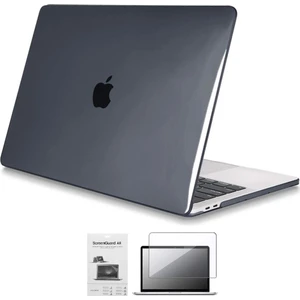 Apple 13" Macbook Pro A1706 A1708 A1989 A2159 A2338 M1 Kristal Siyah Kılıf Koruyucu + Ekran Filmi