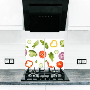 Beyaz Sebzeler | Cam Ocak Koruyucu 4'lü Ocaklar 30 cm. x 52 cm. ve Cam Kesme Tahtası