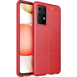 Caseworld Samsung Galaxy A72  Kılıf Darbe Korumalı Deri Görünümlü Silikon Arka Kapak Kırmızı