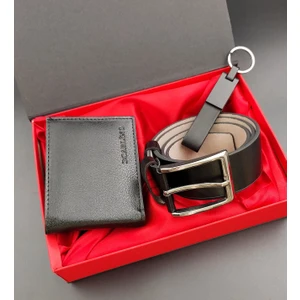 Vega Gift Shop Özel Kutusunda Erkek Cüzdan & Kemer& Anahtarlık Set