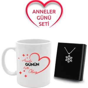 Vega Gift Shop Anneler Gününe Özel Kupa & Gümüş Kaplama Kar Tanesi Kolye
