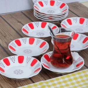 12'li Kahveci Desen Porselen Çay Tabağı