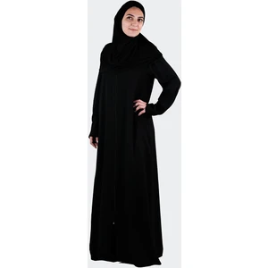 Pamuk Viskonlu Siyah Desensiz Fermuarlı Namaz Elbisesi