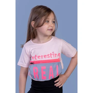 Toontoy Kız Çocuk Crop Model Cebi Reflektör Detaylı Baskılı Tişört