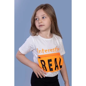 Toontoy Kız Çocuk Crop Model Cebi Reflektör Detaylı Baskılı Tişört