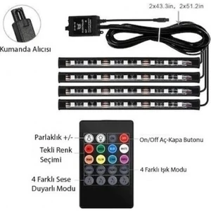 Ayak Altı Sese Duyarlı Rgb LED 9 Ledli Araç Içi Ambiyans Ledi