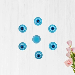 Süsle Bebek ve Parti Plastik Yarım Nazar Boncuğu, 8mm x 50 Adet - Mavi