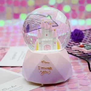 Hediye Biziz Magic Şatolu Kar Küresi Simli Işıklı ve Müzikli