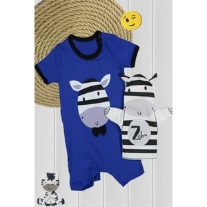 Sevimli Zebra Desenli ve Zebra Kukla Hediyeli Bebek Tulumu